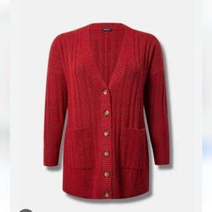 TORRID | Boyfriend Cardigan Softest Sweater red Sz 6X